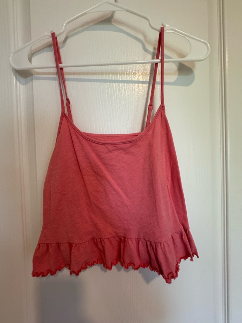 American Eagle Outfitters Coral Ruffle-Hem Cami